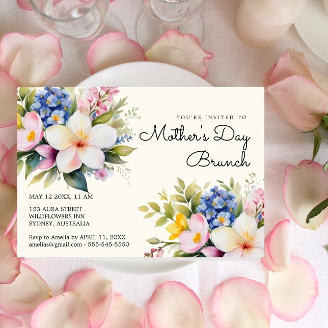 Invitation de brunch pour la fête des mères aquare (Créateur téléchargé)