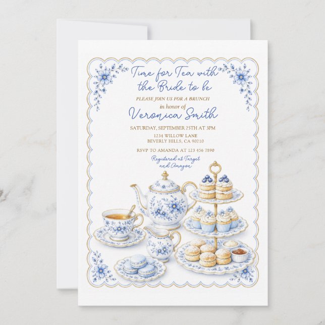 Invitation de brunch pour le thé de chinoiserie av (Devant)