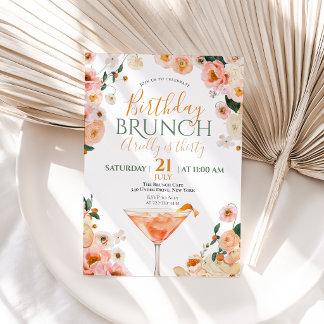 Invitation de brunch pour les 30 ans de cocktail f