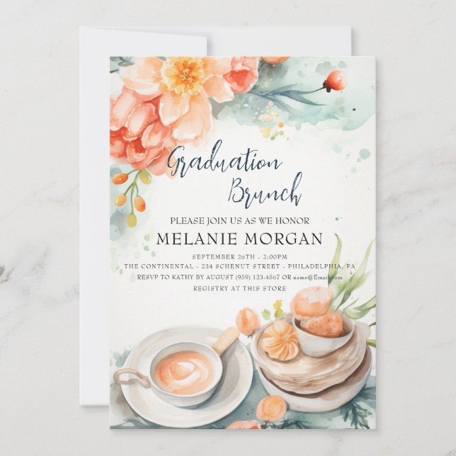 Invitation de Brunch pour mariée à la florale et à (Devant)