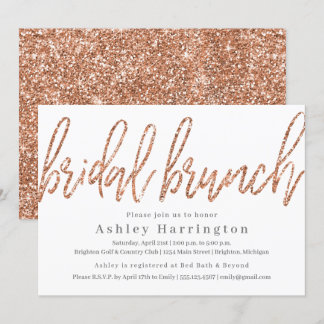 Invitation de Brunch rose Gold Bridal avec Parties