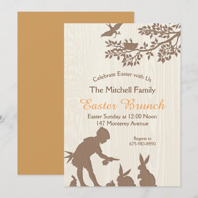 Invitation de brunch rustique de Pâques (Devant / Derrière)