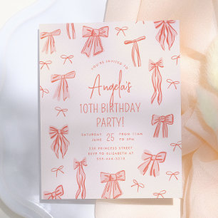 Invitation de budget anniversaire fille rose capri