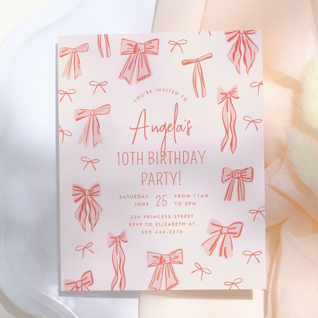 Invitation de budget anniversaire fille rose capri (Créateur téléchargé)