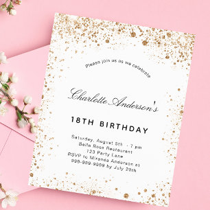 Invitation de budget d'anniversaire blanc paillett