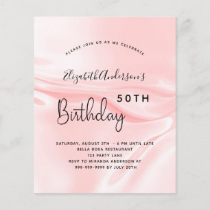 Invitation de budget d'anniversaire en soie de sat