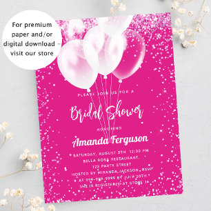 Invitation de budget de ballon rose blanc pour la 