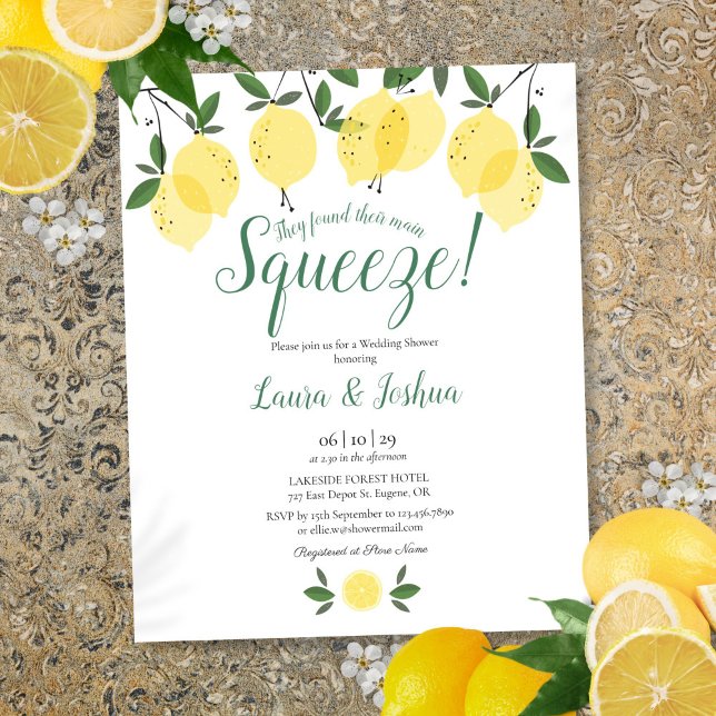 Invitation de budget de douche de mariage au citro (Main Squeeze Lemon Wedding Shower Budget Invite)