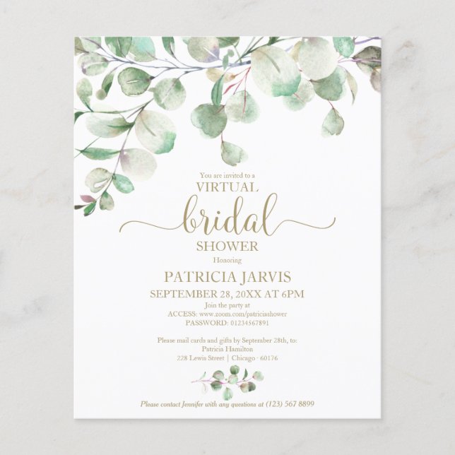 Invitation de budget de douche de mariée virtuelle (Devant)