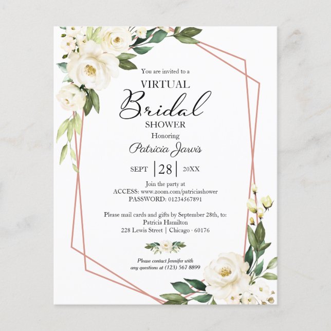 Invitation de budget de douche de mariée virtuelle (Devant)