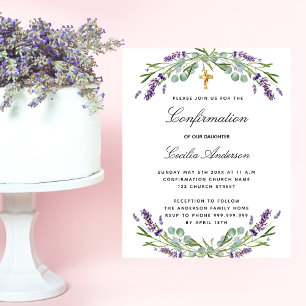 Invitation de budget floral lavande de confirmatio