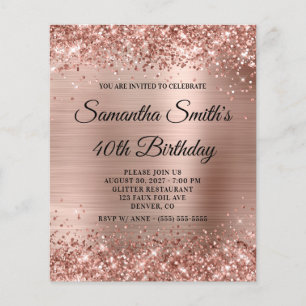 Invitation de budget pailleté rose or glamour pour
