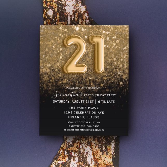 Invitation de budget pour 21e anniversaire noir et (Créateur téléchargé)