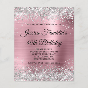 Invitation de budget pour 40e anniversaire rose pa
