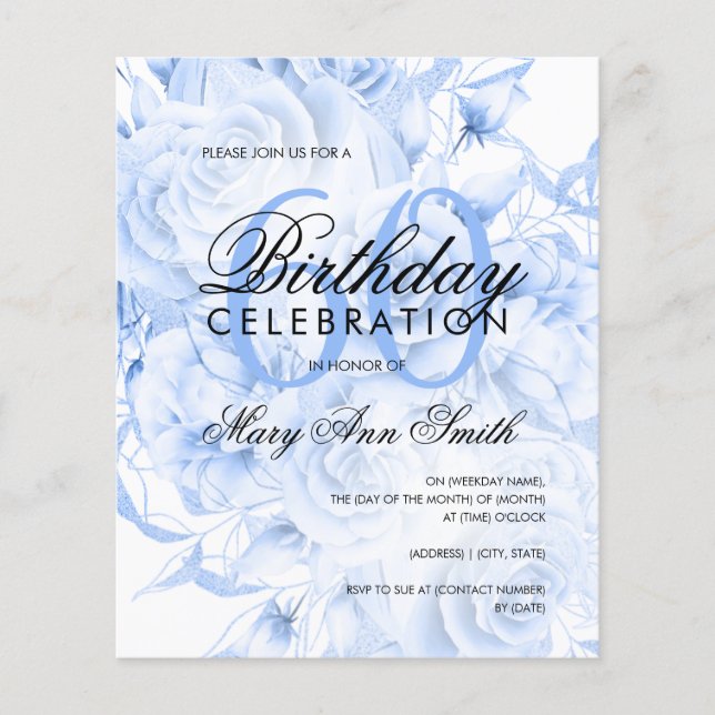 Invitation de budget pour 60e anniversaire floral  (Devant)