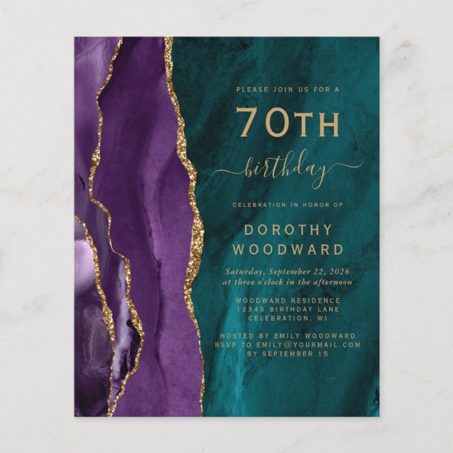 Invitation de budget pour 70e anniversaire agate v (Devant)