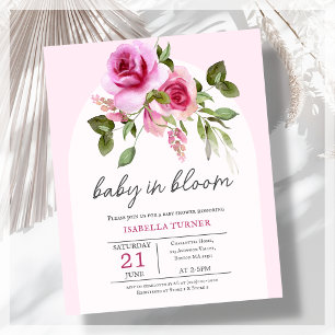 Invitation de budget pour Baby Shower Rose Rose Pâ
