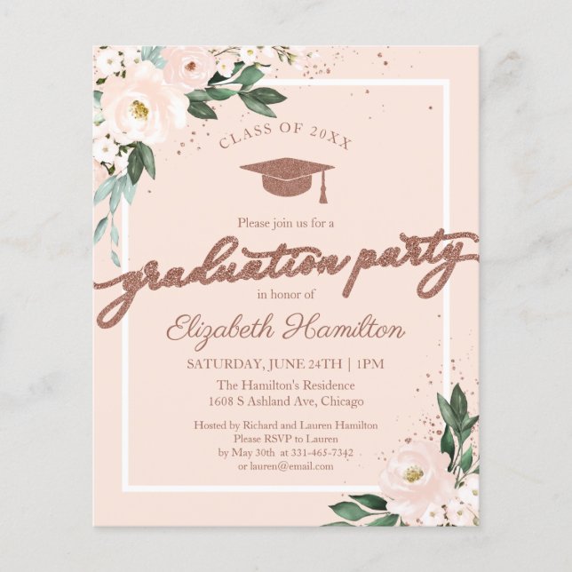 Invitation de budget pour la fête de fin d'études  (Devant)