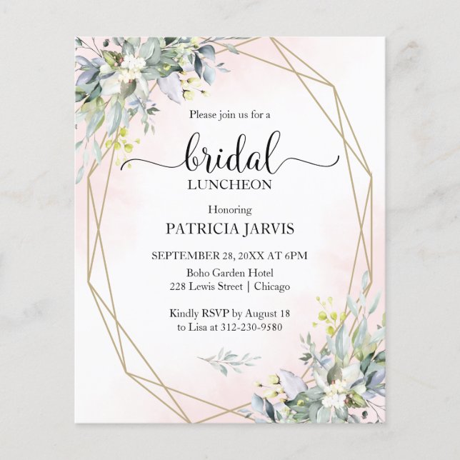Invitation de budget pour le déjeuner de mariage a (Devant)
