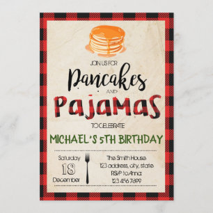 Invitation de Buffalo plaid pancake pjs party