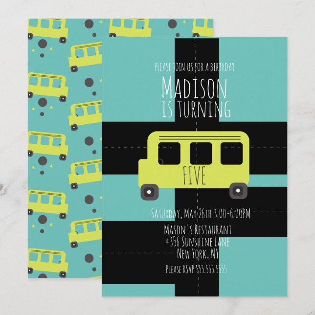 Invitation de bus de roue de transport scolaire (Devant / Derrière)