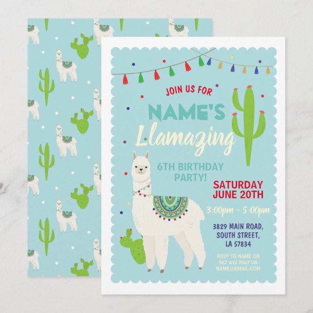 Invitation de cactus de glands de fête (Devant / Derrière)