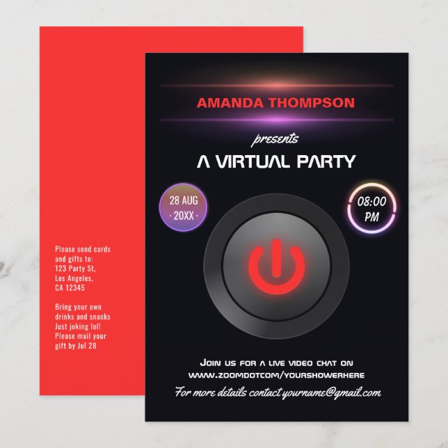 Invitation de cadeau d'anniversaire virtuel (Devant / Derrière)