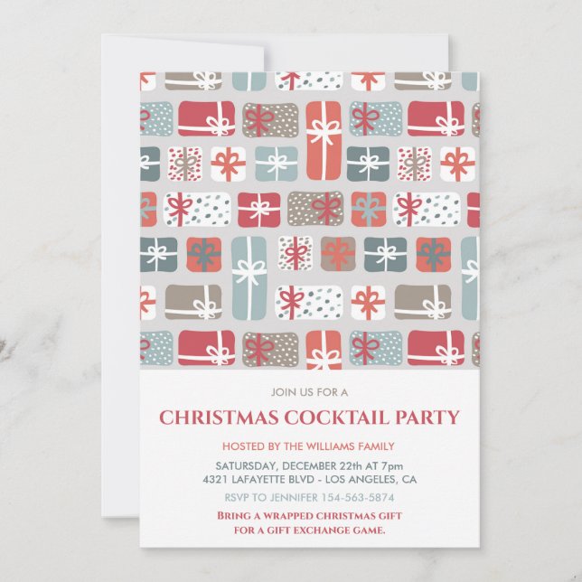 Invitation de cadeaux de modèle de fête de cocktai (Devant)