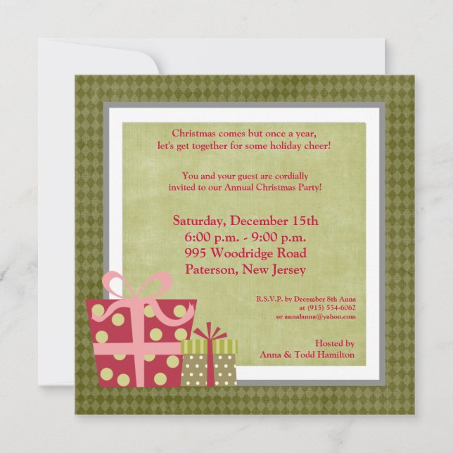 Invitation de cadeaux de Noël 5x5 (Devant)