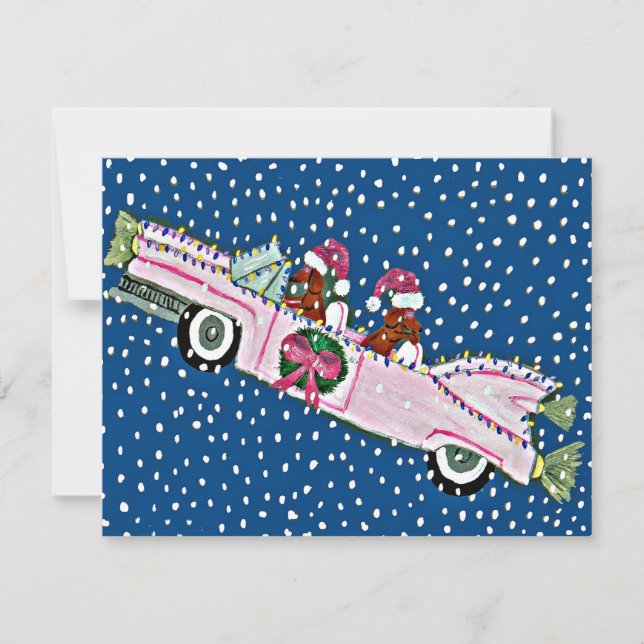 Invitation de Cadillac de Noël de Pères Noël Dachs (Devant)