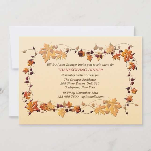Invitation de cadre d'automne (Devant)