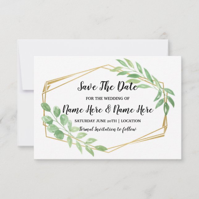 Invitation de cadre de Rustic Gold pour sauver la  (Devant)