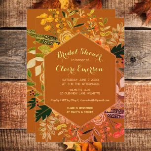 Invitation de cadre floral boho d'automne