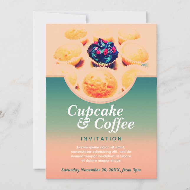 Invitation de café Cupcakes Rétro (Devant)