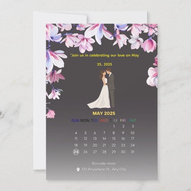 Invitation de calendrier de mariage élégant (Devant)