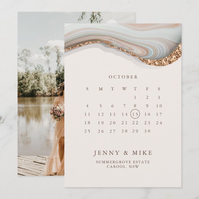 Invitation de calendrier en marbre pour sauver la  (Devant / Derrière)