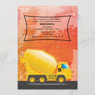 Invitation de camion de ciment de construction