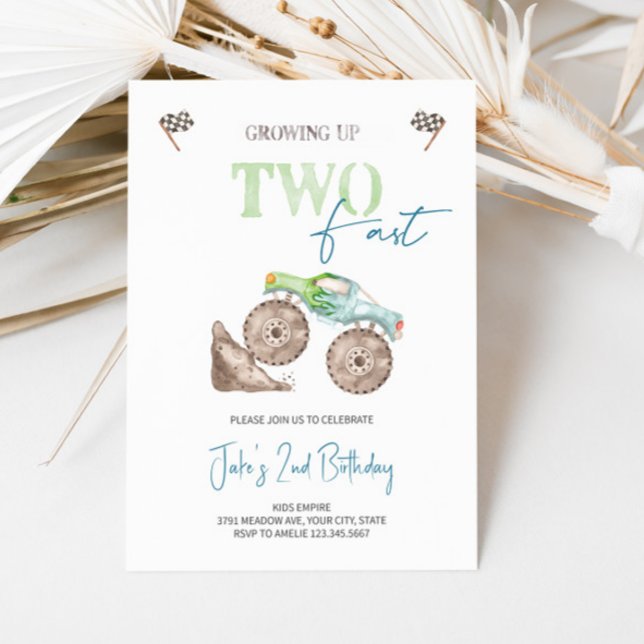 Invitation de Camion Monster Vert Vite DEUX (Créateur téléchargé)