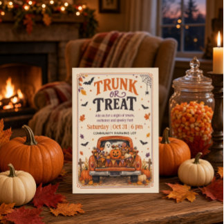 Invitation de camion vintage Halloween Trunk or Tr