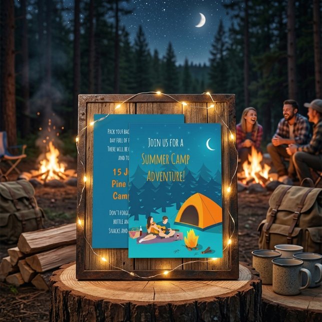 Invitation de camp d'été | Conception dessinée à l (Créateur téléchargé)