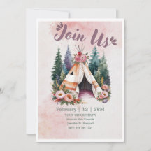 Invitation de camping à l'aquarelle Boho