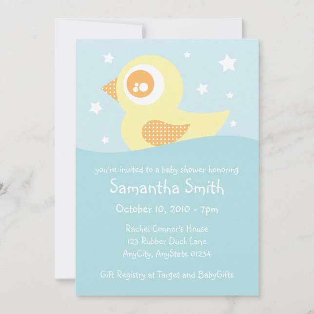 Invitation de canard en caoutchouc jaune (Devant)