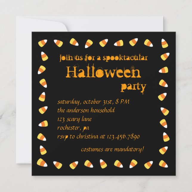 Invitation de Candy Corn Halloween (Devant)