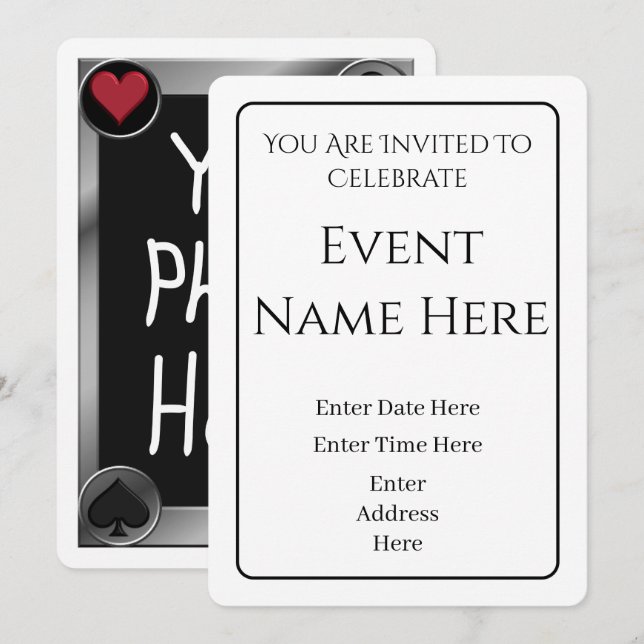 Invitation de carte à jouer de poker de photo pers (Devant / Derrière)