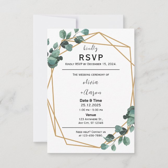 Invitation de carte Boho Green RSVP (Devant)