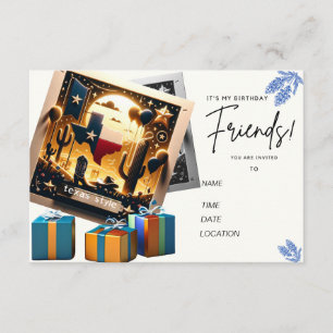 Invitation de carte d'anniversaire de style Texas