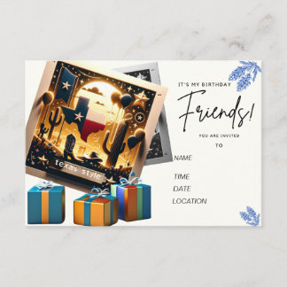 Invitation de carte d'anniversaire de style Texas