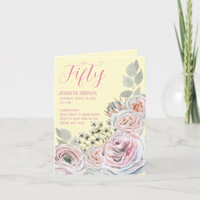 Invitation de carte d'anniversaire pliée vide à l' (Devant)