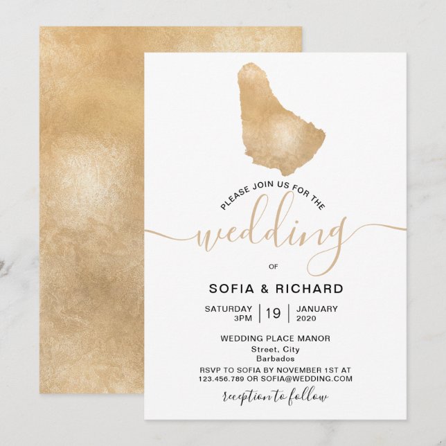 Invitation de carte de destination de mariage trop (Devant / Derrière)