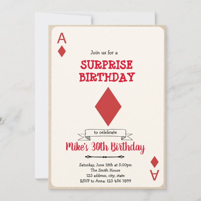 Invitation de carte de jeu de casino (Devant)